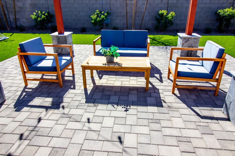 Outdoor paver patio with furniture
